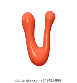 letter V. letter sign red color. Realistic 3d design in cartoon liquid paint style. Isolated on white background. vector illustration