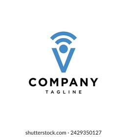 Letter V Signal logo icon vector template.eps