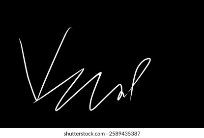 letter V signature illustration. Handwritten initial letter and signature V logo.