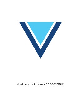 letter v simple blue geometric logo vector