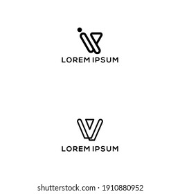 Letter V Simple Clean Line Monogram Design,eps 10