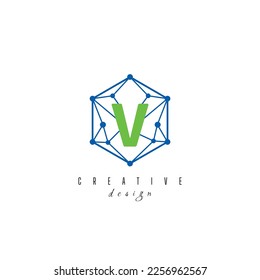 letter V and IT simple Creative elegant hexagon hexagonal poligon logo Design