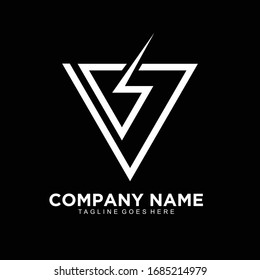 Letter V simple design and flash concept for brand