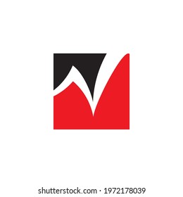 Letter v. Simple full color logo vector.