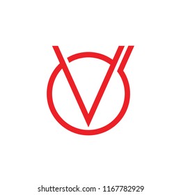 letter v simple geometric circle logo vector