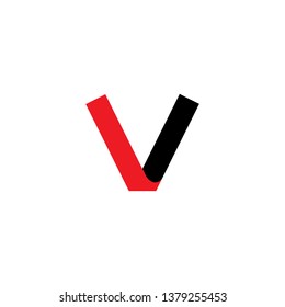 letter v simple loop 3d flat logo vector