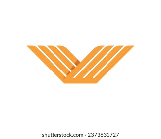 Letter V Simple Wings Geometric Logo