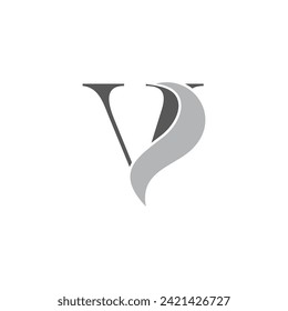 letter v smoke curves simple logo vector