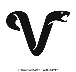 Letter V Snake Shape Logo