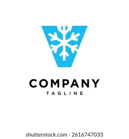 Letter V Snow Logo Icon Vector