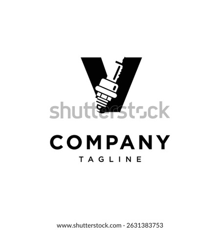 Letter V Spark Plug Logo Icon Vector