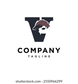 Letter V Sparrow Logo Icon Vector