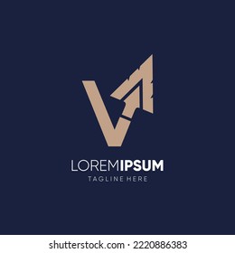 Letter V Spear Logo Design Vector Icon Graphic Emblem Illustration