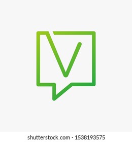 letter V with speech bubble line logo. talk logo vector modern illustration graphic abstract template. Chat concept Logo Template - VECTOR