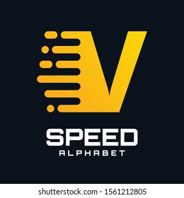 Letter V Speed Vector Logo Design. V letter font with Moving or Speed Design. Speed Icon.