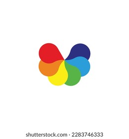 Letter V splashes, colorful geometric symbol simple logo vector