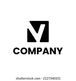 letter V square in black color logo design
