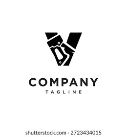 Vetor do ícone de logotipo do grampeador de letra V