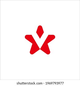 letter V star logo design vector sign