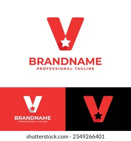 Letter V Star Logo, suitable for business related to Star with V initial.