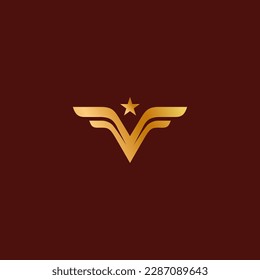 Letter V Star Logo Vector Illustration. Initial V Logo