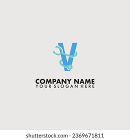 Letra V Vector de diseño de logotipo estetioscopio sobre fondo aislado.