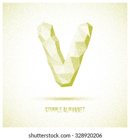 Letter V from Stipple Alphabet - Typeface Made From Little Dots - Infographic, Webdesign or Advertising Element - Vector Illustration
