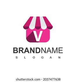 Letter V speichern Logo Design Template, Online Shop Symbol.