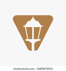 Letter V street light icon design template