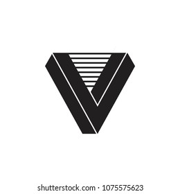 letter v stripes 3d design logo