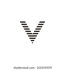 letter v stripes geometric symbol simple logo vector