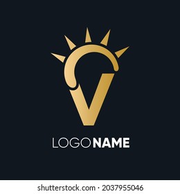 Letter V Sun Logo Design Vectorsymbol Grafische Illustration Emblem Hintergrund Vorlage
