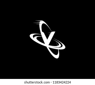 Letter V Swoosh Ring Orbit Dimension Logo Design