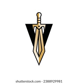 Letter V Sword weapon logo vector illustration, abstract vector illustration, Daggers and Knifes, logotype element for template.