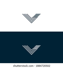 Letter V symbol vector graphics on white and black background