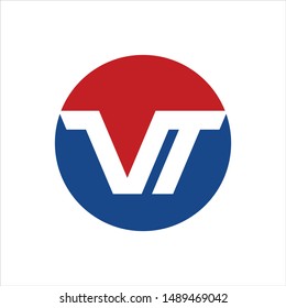 Letter V and T in Circle Vector logo.
