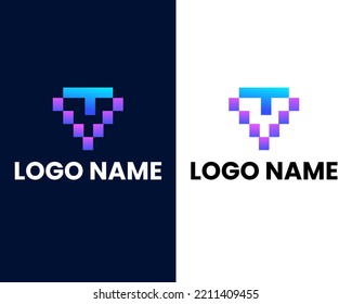 letter v and t modern logo design template