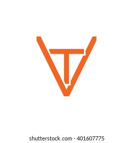 letter V and T monogram logo orange