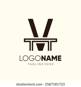 Letter V Table Logo Design Vector Icon Graphic Emblem Symbol Image Illustration