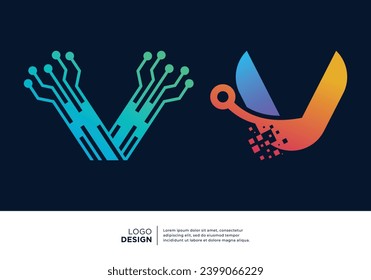 Letter V tech logo design inspiration.