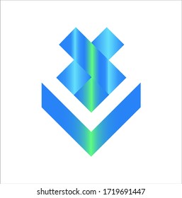 letter V technology gradient logo design

