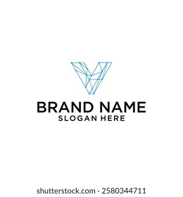 Letter V technology logo design vector