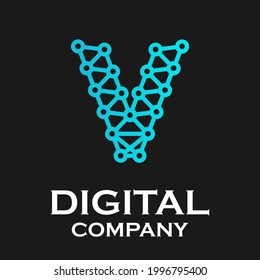 Letter v technology logo template illustration