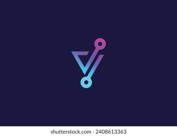 Letter V Technology vector monogram logo design template. Letter V molecule, Science and Bio technology Vector logo
