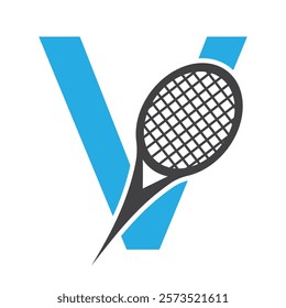 Letter V Tennis Logo. Paddle Symbol Vector Template