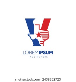 Letter V Texas Map Logo Design Symbol Vector Icon Graphic Emblem Illustration