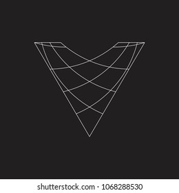 letter v thin line art triangle logo