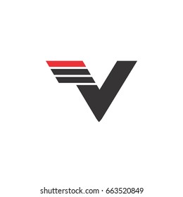 letter v with three strip logo