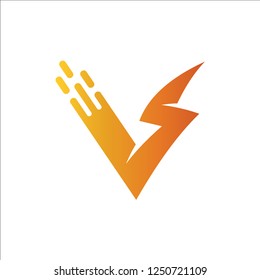 Letter V thunder fast, Initial VS logo