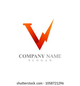 Letter V + Thunder Logo